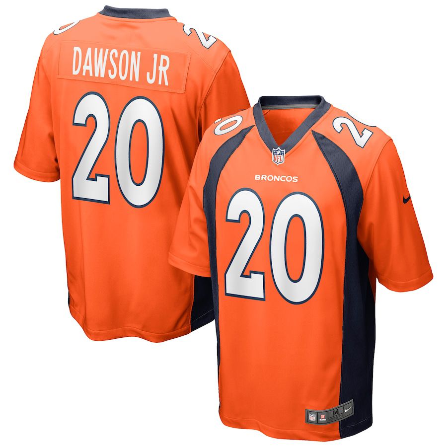 Men Denver Broncos 20 Duke Dawson Jr Nike Orange Game NFL Jersey